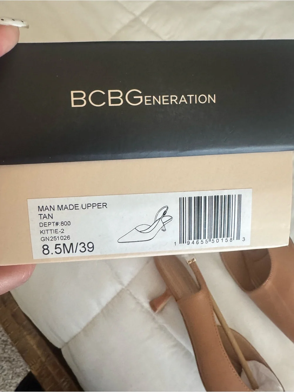 BCBGeneration Women's Tan Pointed Slingback heels - Smooth Leather Look